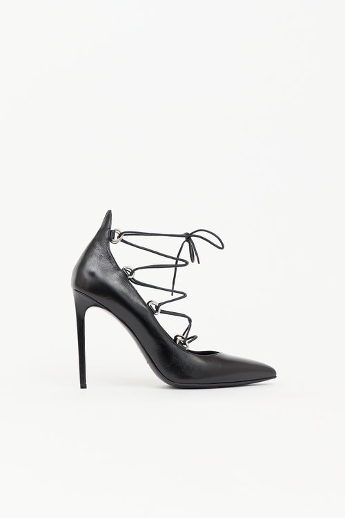 Saint Laurent Leather Thorn Lace Up Pump