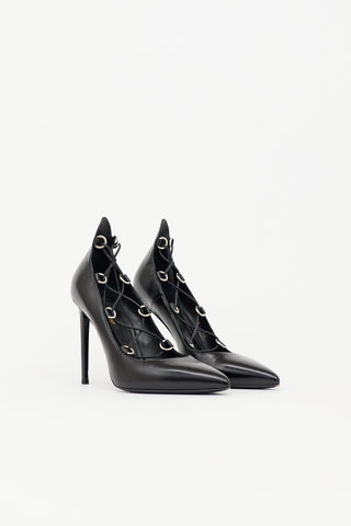 Saint Laurent Leather Thorn Lace Up Pump