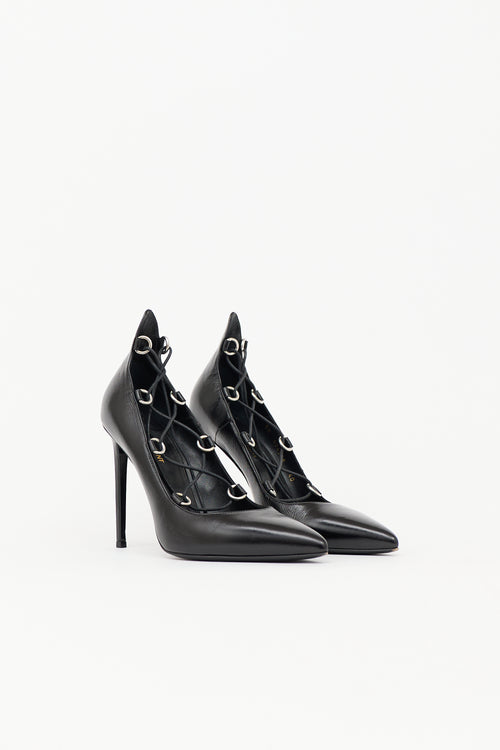 Saint Laurent Leather Thorn Lace Up Pump