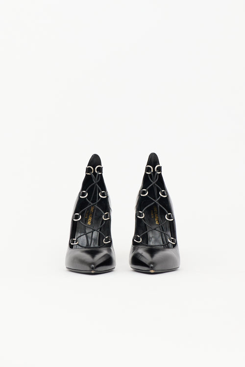 Saint Laurent Leather Thorn Lace Up Pump