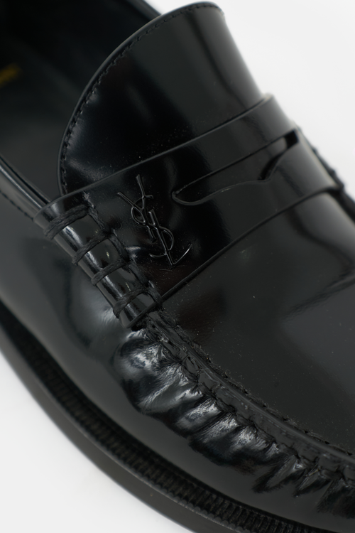Saint Laurent Leather Logo Penny Loafer