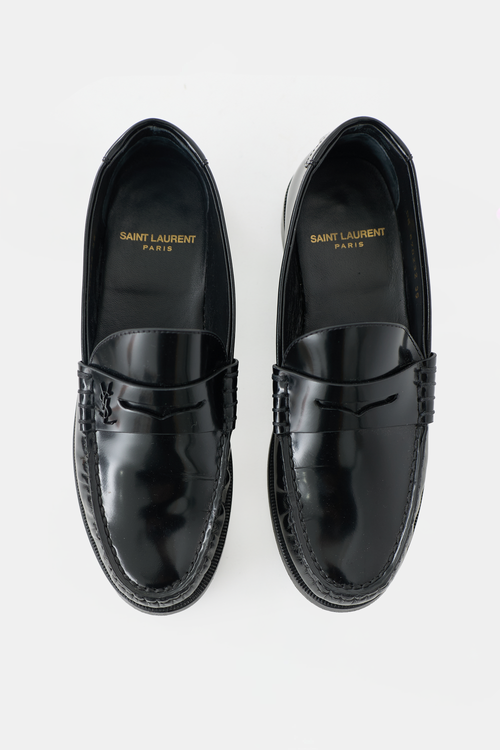 Saint Laurent Leather Logo Penny Loafer