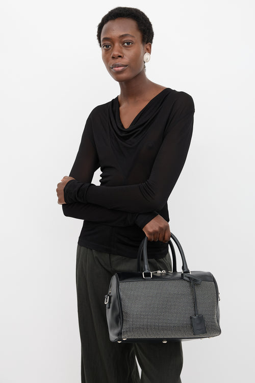 Saint Laurent Leather Studded Classic Duffle 6 Bag