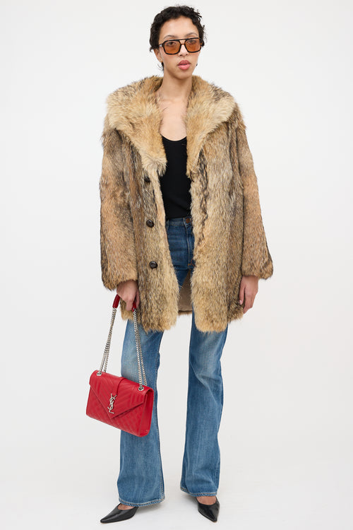 Saint Laurent Leather Triquilt Medium Envelope Shoulder Bag