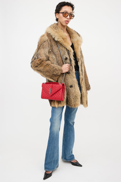 Saint Laurent Leather Triquilt Medium Envelope Shoulder Bag