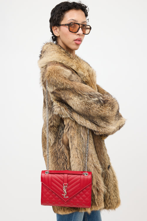 Saint Laurent Leather Triquilt Medium Envelope Shoulder Bag