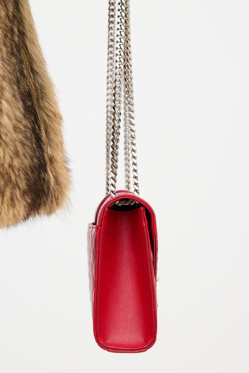 Saint Laurent Leather Triquilt Medium Envelope Shoulder Bag