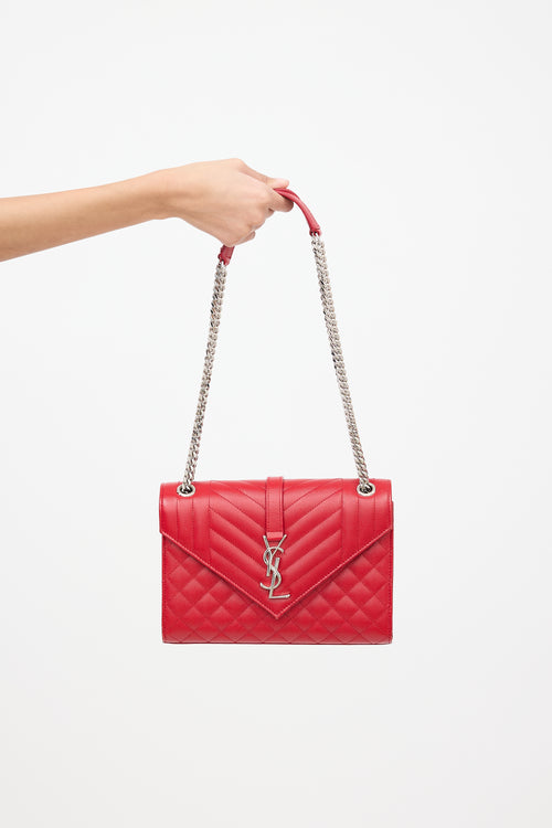 Saint Laurent Leather Triquilt Medium Envelope Shoulder Bag