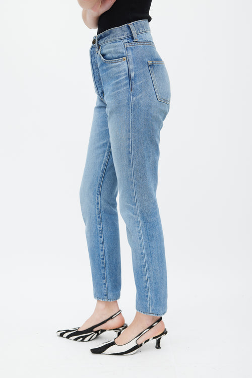 Saint Laurent Blue D10 Distressed Skinny Jeans