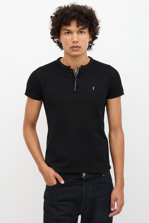 Saint Laurent Logo Collarless Polo