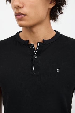 Saint Laurent Logo Collarless Polo