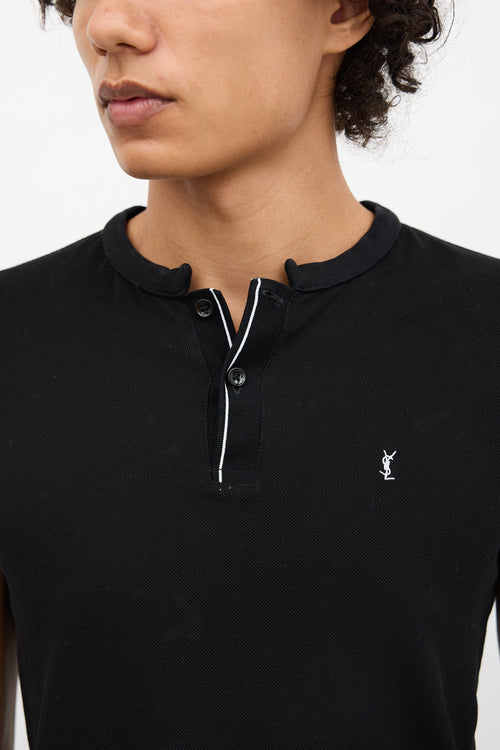 Saint Laurent Logo Collarless Polo