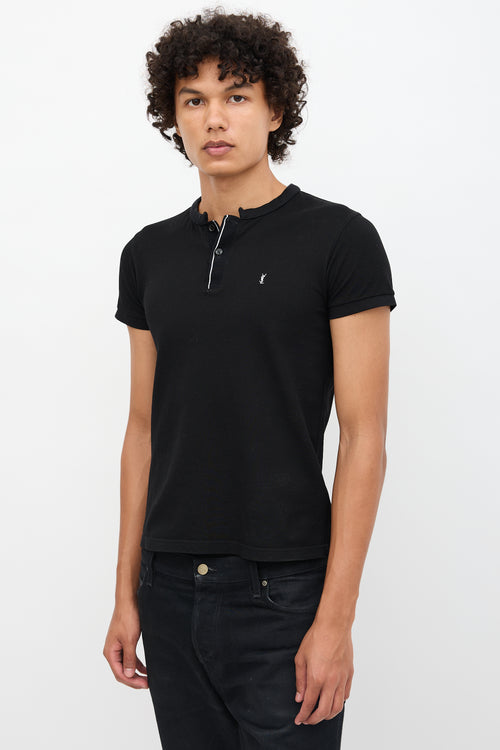 Saint Laurent Logo Collarless Polo