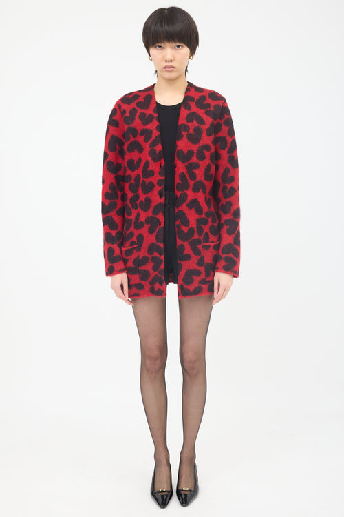 Saint Laurent Mohair Heart Cardigan