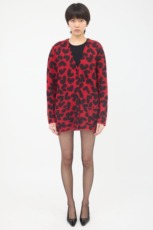 Saint Laurent Mohair Heart Cardigan
