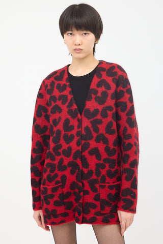 Saint Laurent Mohair Heart Cardigan