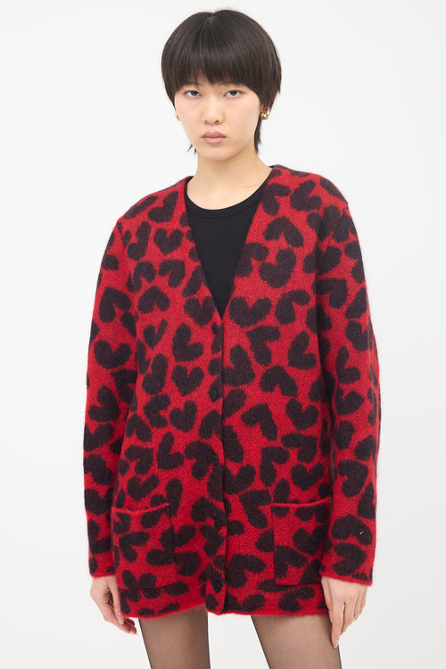 Saint Laurent Mohair Heart Cardigan