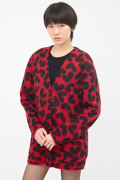 Saint Laurent Mohair Heart Cardigan