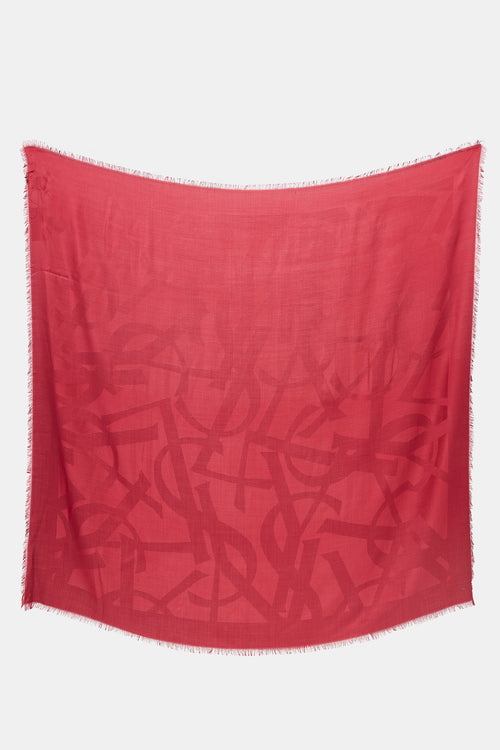 Saint Laurent Silk Cassandre Jacquard Scarf