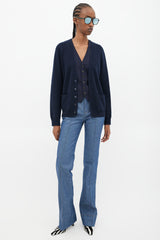 Saint Laurent Navy Cashmere Knit Cardigan