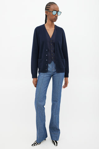 Saint Laurent Navy Cashmere Knit Cardigan