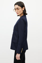 Saint Laurent Navy & Gold Wool Double Breasted Blazer