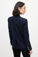 Saint Laurent Navy & Gold Wool Double Breasted Blazer