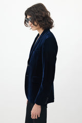 Saint Laurent Navy Velvet Blazer