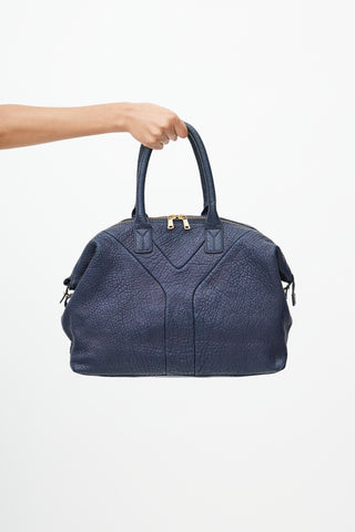 Saint Laurent Blue Leather Easy Y Satchel Handbag