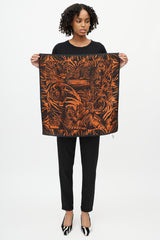 Saint Laurent Orange & Black Silk Scarf