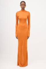 Saint Laurent Jersey Long Sleeve Maxi Dress