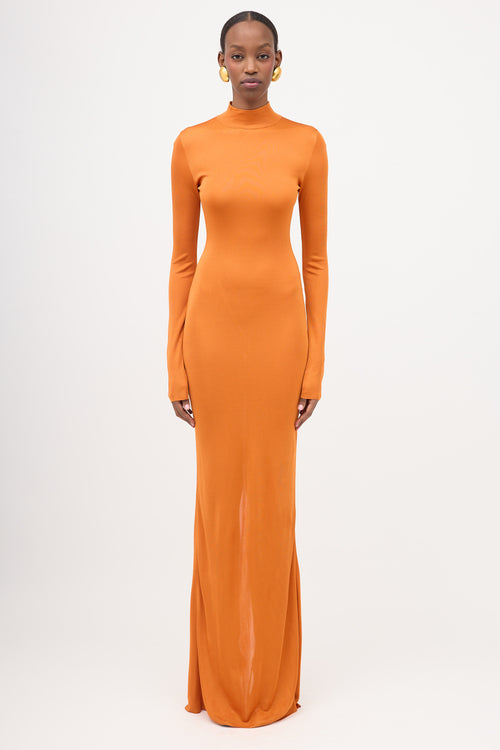 Saint Laurent Jersey Long Sleeve Maxi Dress