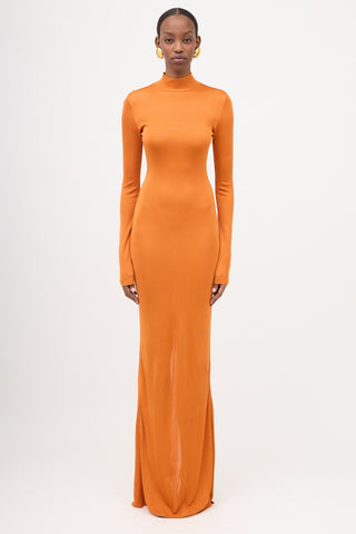 Saint Laurent Jersey Long Sleeve Maxi Dress
