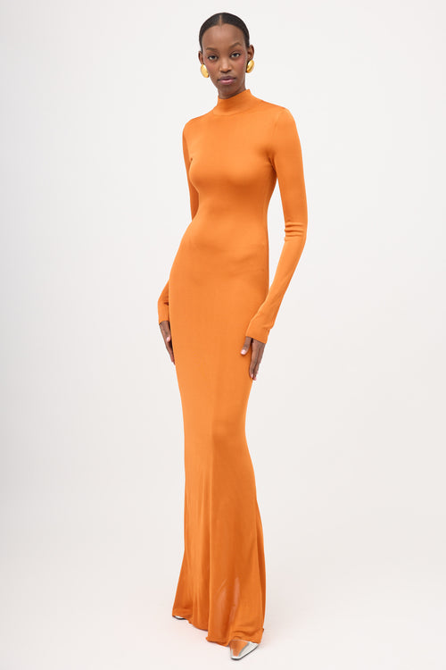 Saint Laurent Jersey Long Sleeve Maxi Dress