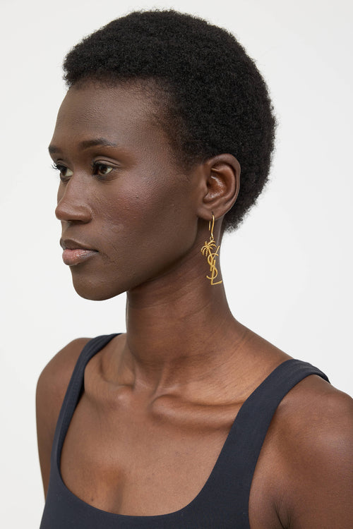 Saint Laurent Cassandre Palm Tree Drop Earrings
