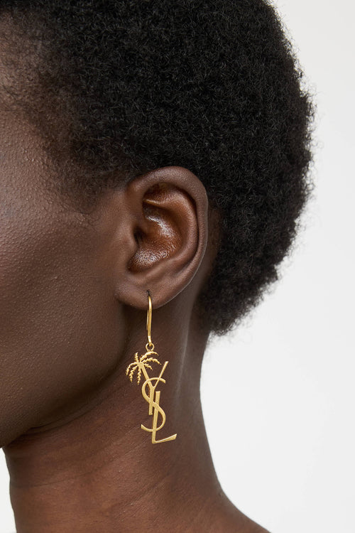 Saint Laurent Cassandre Palm Tree Drop Earrings