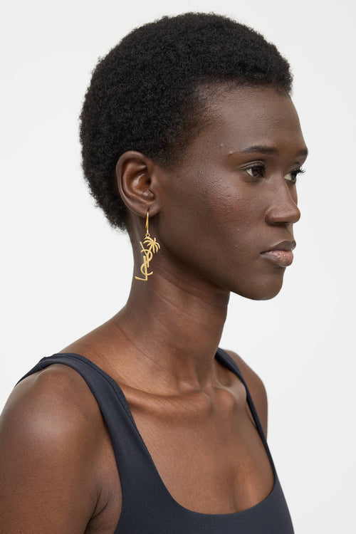 Saint Laurent Cassandre Palm Tree Drop Earrings