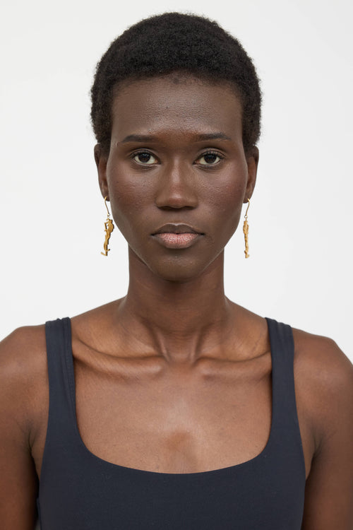 Saint Laurent Cassandre Palm Tree Drop Earrings