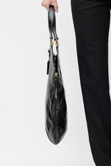 Saint Laurent Black & Gold Patent Leather Metropolis Tribute Tote