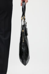 Saint Laurent Black & Gold Patent Leather Metropolis Tribute Tote
