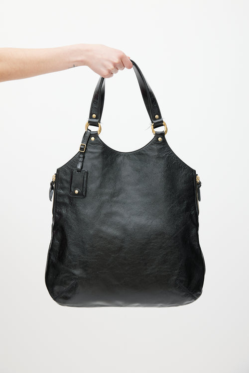 Saint Laurent Black & Gold Patent Leather Metropolis Tribute Tote
