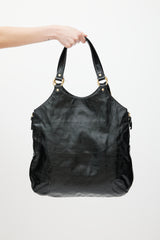 Saint Laurent Black & Gold Patent Leather Metropolis Tribute Tote