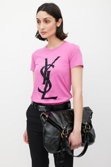Saint Laurent Black & Gold Patent Leather Metropolis Tribute Tote