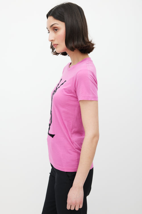 Saint Laurent Pink & Black Logo T-Shirt