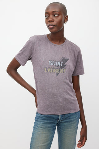 Saint Laurent Purple & Multicolour Logo Print T-Shirt