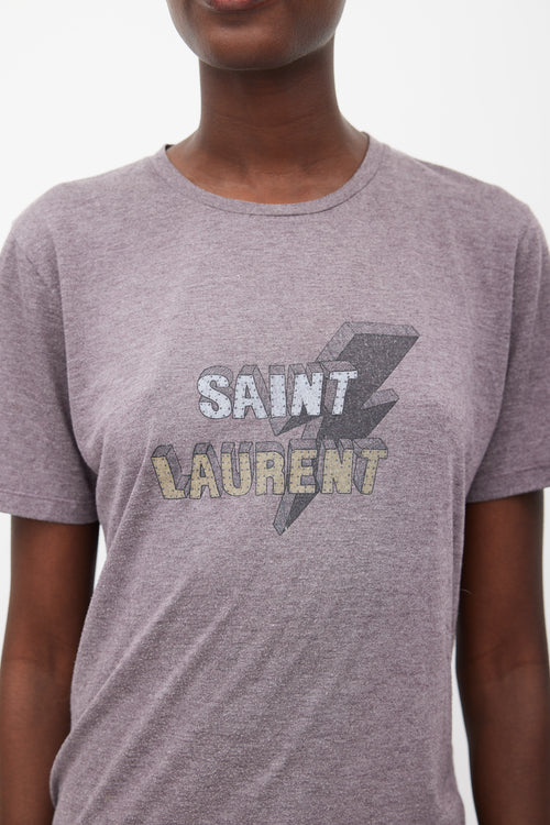 Saint Laurent Purple & Multicolour Logo Print T-Shirt