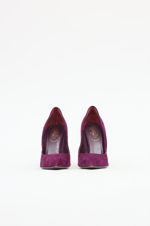 Saint Laurent Suede Rhinestone Pump