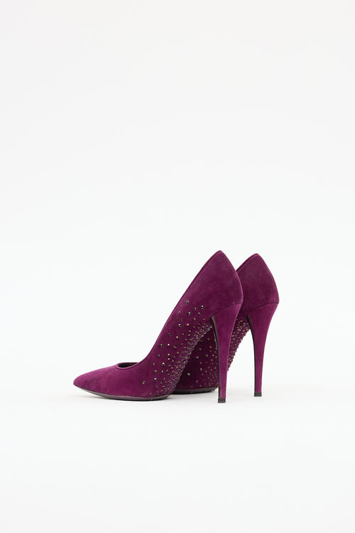 Saint Laurent Suede Rhinestone Pump