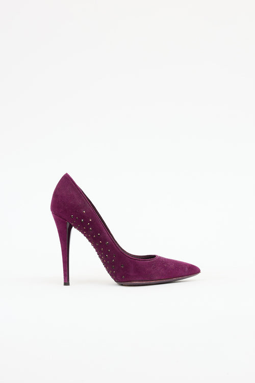 Saint Laurent Suede Rhinestone Pump