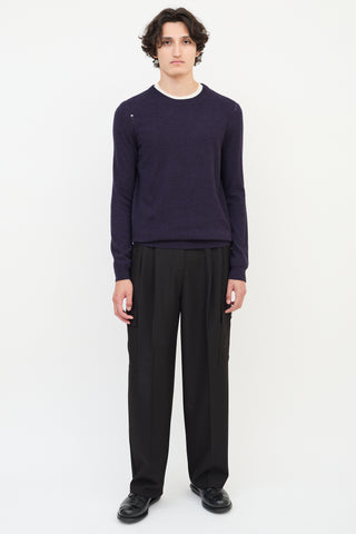 Saint Laurent Purple Wool & Cashmere Distressed Sweater